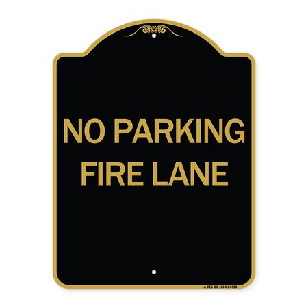 Signmission Pavement Stencil No Parking Fire Lane, Black & Gold Aluminum Sign, 18" x 24", BG-1824-24610 A-DES-BG-1824-24610